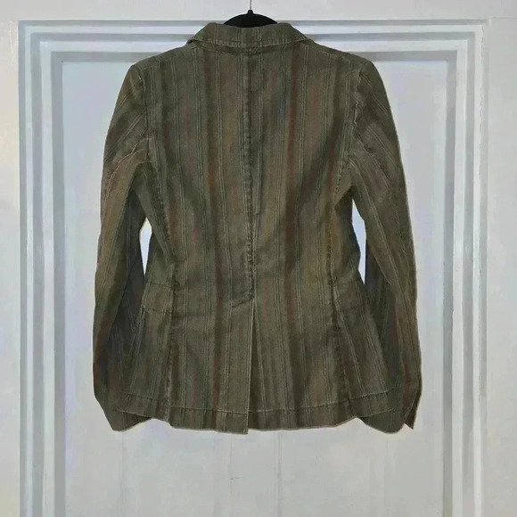 VTG Mario Matteo Womens Made In Italy Striped Blazer Olive Green Size 8 - Picture 2 of 12